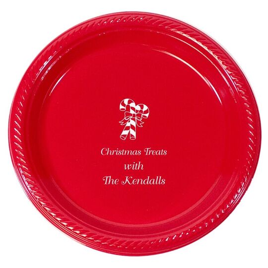 Personalized Candy Cane Plastic Plates